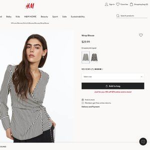 Wrap Blouse- H&M, Black and White Striped